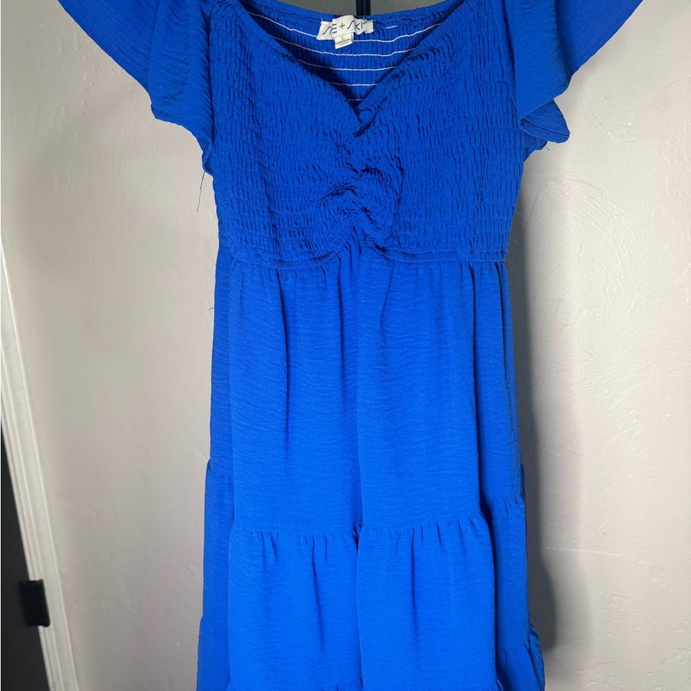 She + Sky Royal Blue Smocked Babydoll‎ Dress Size Large